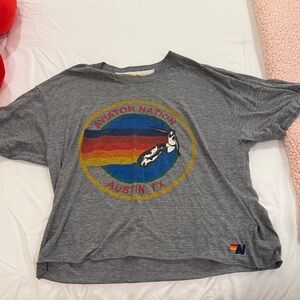 Aviator Nation Gray Tee with Colorful Logo